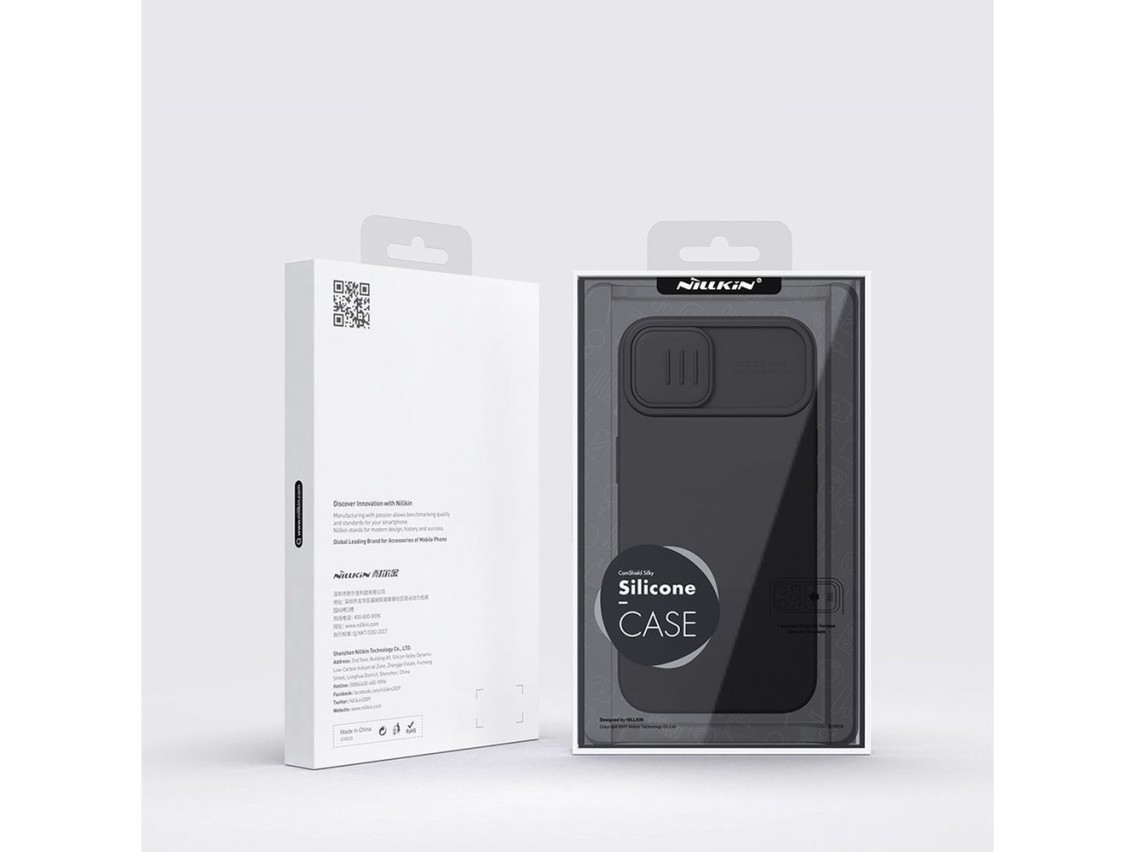 Capa de silicone Nillkin CamShield Silky para iPhone 14 Plus com protetor de câmera verde