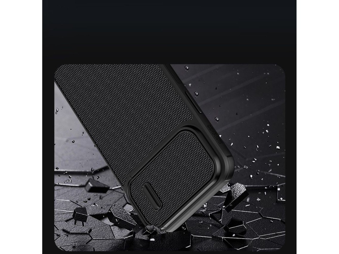 Capa Nillkin Textured S para iPhone 14 Pro, capa protetora reforçada com protetor de câmera, preta.