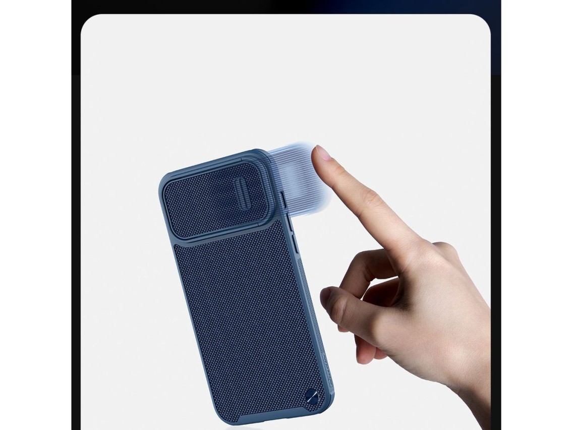Capa Nillkin Textured S para iPhone 14 Pro Max, capa protetora reforçada com protetor de câmera, azu