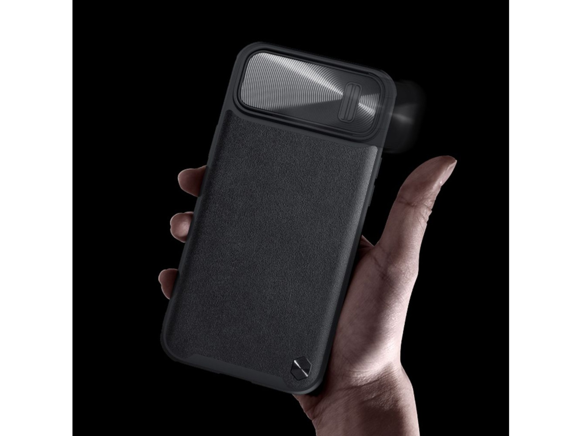 Nillkin CamShield Leather S Case iPhone 14 Plus case with camera cover blue