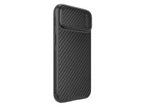 Funda Nillkin Synthetic Fiber S para iPhone 14 con tapa para la cámara, color negro. Funda Nillkin Synthetic Fiber S para iPhone 14 con tapa para la cámara, color negro.