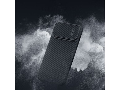 Nillkin Synthetic Fiber S Case iPhone 14 Pro Max case with camera cover, black Nillkin Synthetic Fiber S Case iPhone 14 Pro Max case with camera cover, black