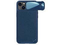 Capa de couro Nillkin CamShield S para iPhone 14 Plus com protetor de câmera azul Capa de couro Nillkin CamShield S para iPhone 14 Plus com protetor de câmera azul