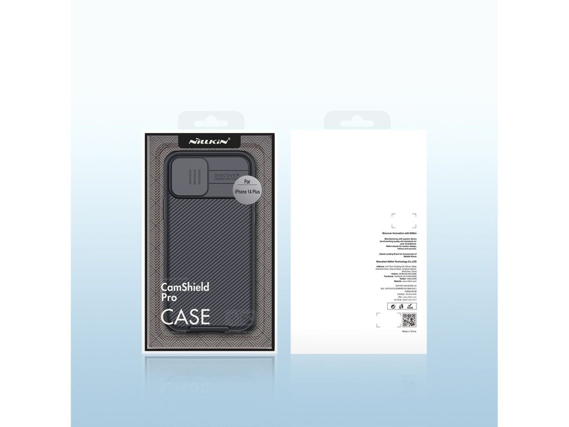 Capa magnética Nillkin CamShield Pro para iPhone 14 Plus, protetora de câmera, azul (com MagSafe)