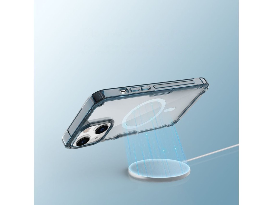 Capa magnética Nillkin Nature Pro para iPhone 14 Plus com MagSafe, azul.