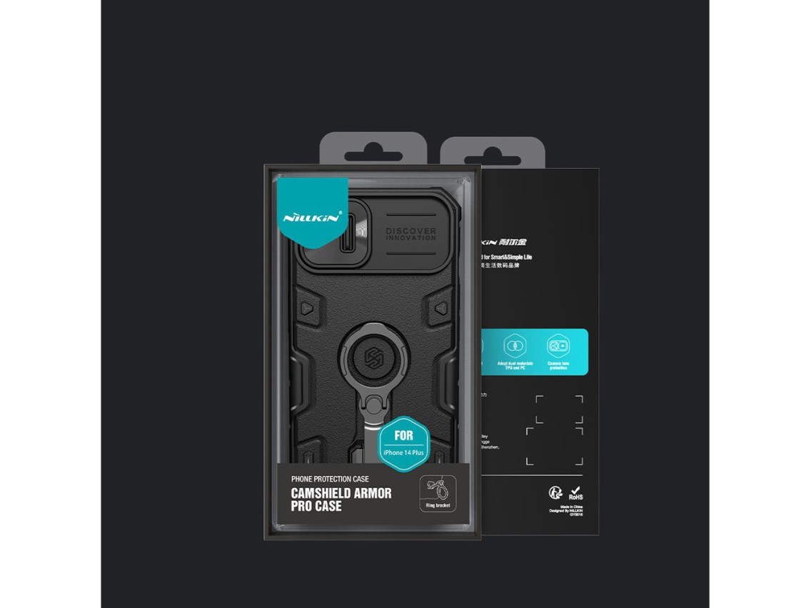 Funda Nillkin CamShield Armor Pro para iPhone 14 Plus, carcasa reforzada con soporte de anillo para