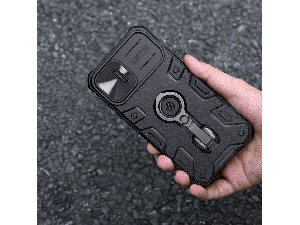 Funda Nillkin CamShield Armor Pro para iPhone 14 Plus, carcasa reforzada con soporte de anillo para