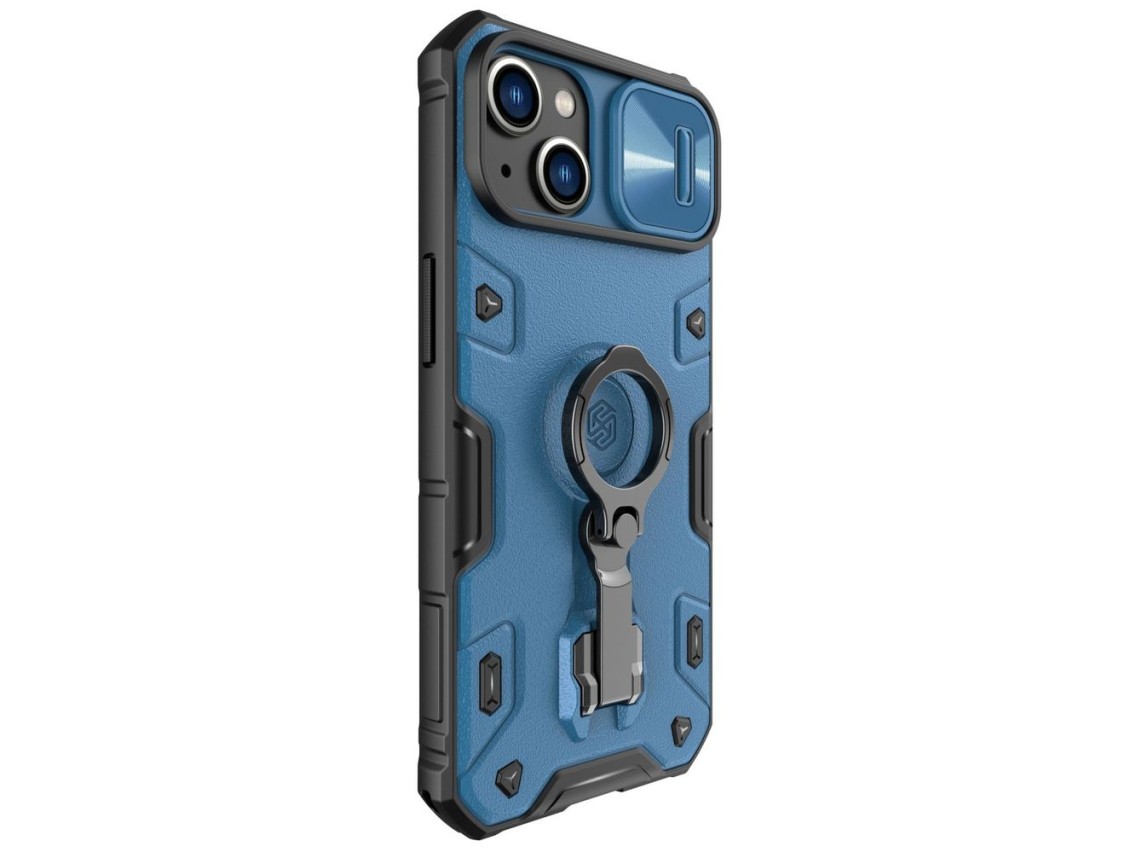 Nillkin CamShield Armor Pro Case iPhone 14 Plus armored cover with camera cover ring stand blue