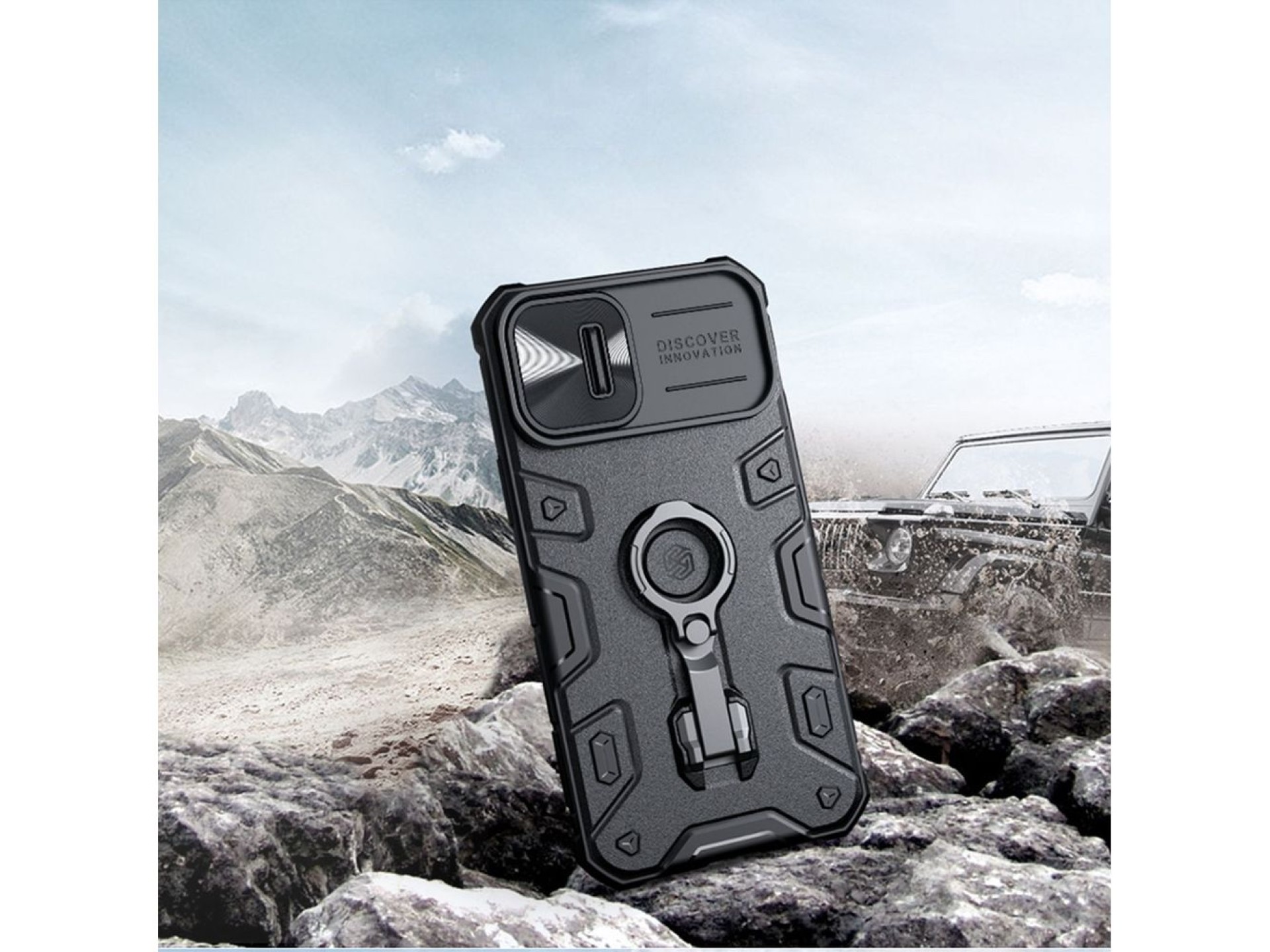 Nillkin CamShield Armor Pro Magnetic Case iPhone 14 Plus MagSafe armored cover stand ring black