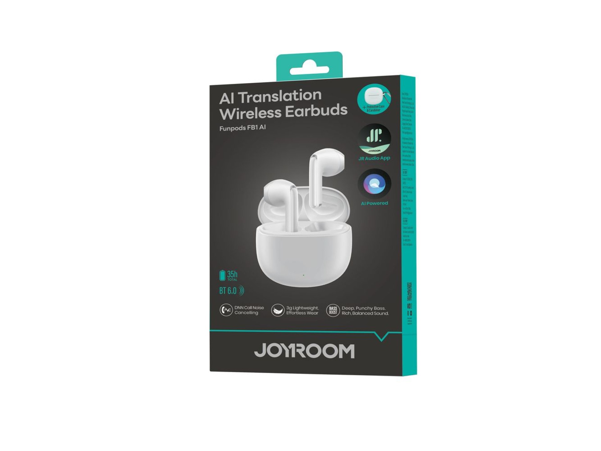 Fones de ouvido sem fio intra-auriculares TWS Joyroom JR-FB1 Funpods Bluetooth 6.0 com funções de IA
