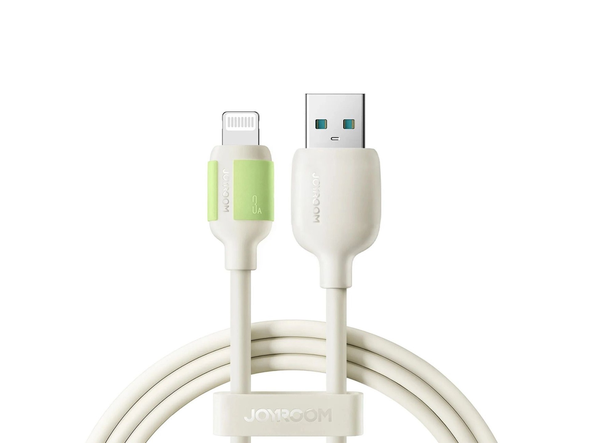 Joyroom S-A53 3A USB-A - Cabo Lightning com Ponta Fluorescente 1,2m - Bege