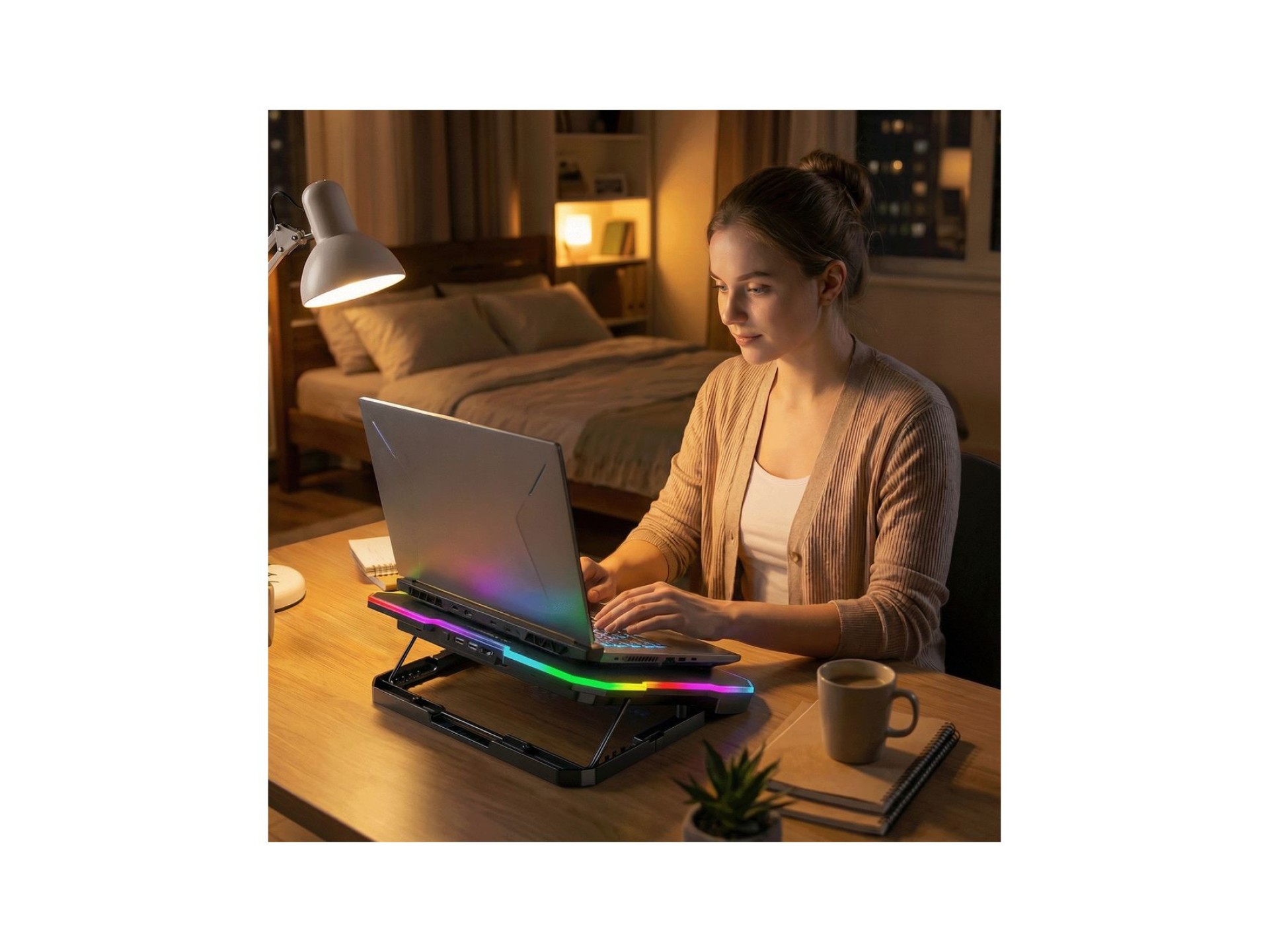 Base de resfriamento para notebook gamer Wozinsky WDCX-A26 NitroCool RGB - Preta