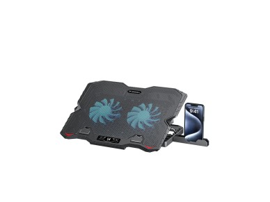 Suporte para notebook gamer Wozinsky WDCX-015 StormPad RGB com resfriamento - Preto