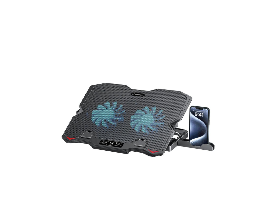 Suporte para notebook gamer Wozinsky WDCX-015 StormPad RGB com resfriamento - Preto