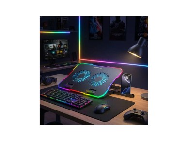 Base de resfriamento para notebook gamer Wozinsky WDCX-A26 NitroCool RGB - Preta