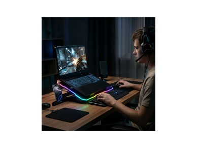 Base de resfriamento para notebook gamer Wozinsky WDCX-A26 NitroCool RGB - Preta