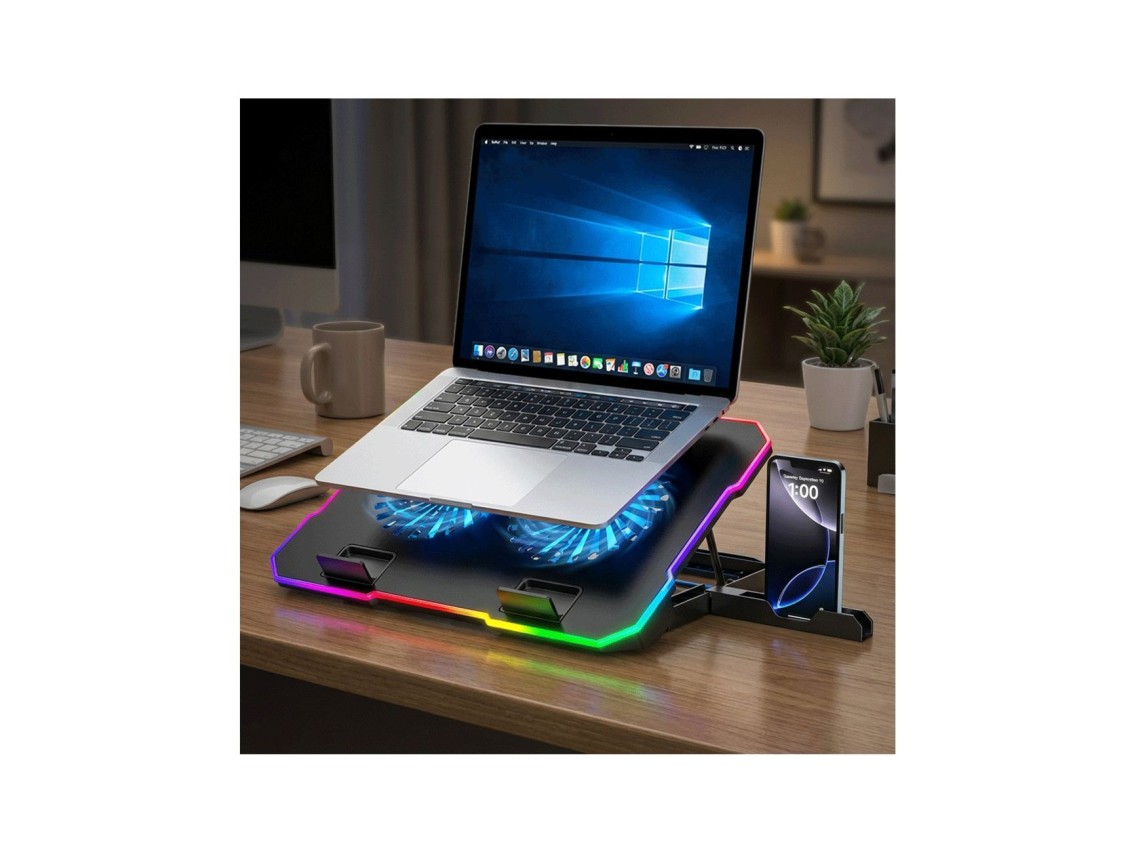 Base de resfriamento para notebook gamer Wozinsky WDCX-A26 NitroCool RGB - Preta