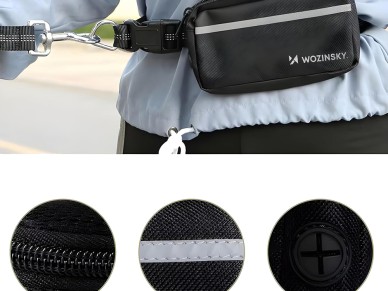 Cinturón Wozinsky WPST-01 con bolsillo y correa elástica para correr con perro - Negro Cinturón Wozinsky WPST-01 con bolsillo y correa elástica para correr con perro - Negro