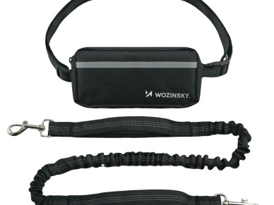 Cinturón Wozinsky WPST-01 con bolsillo y correa elástica para correr con perro - Negro Cinturón Wozinsky WPST-01 con bolsillo y correa elástica para correr con perro - Negro