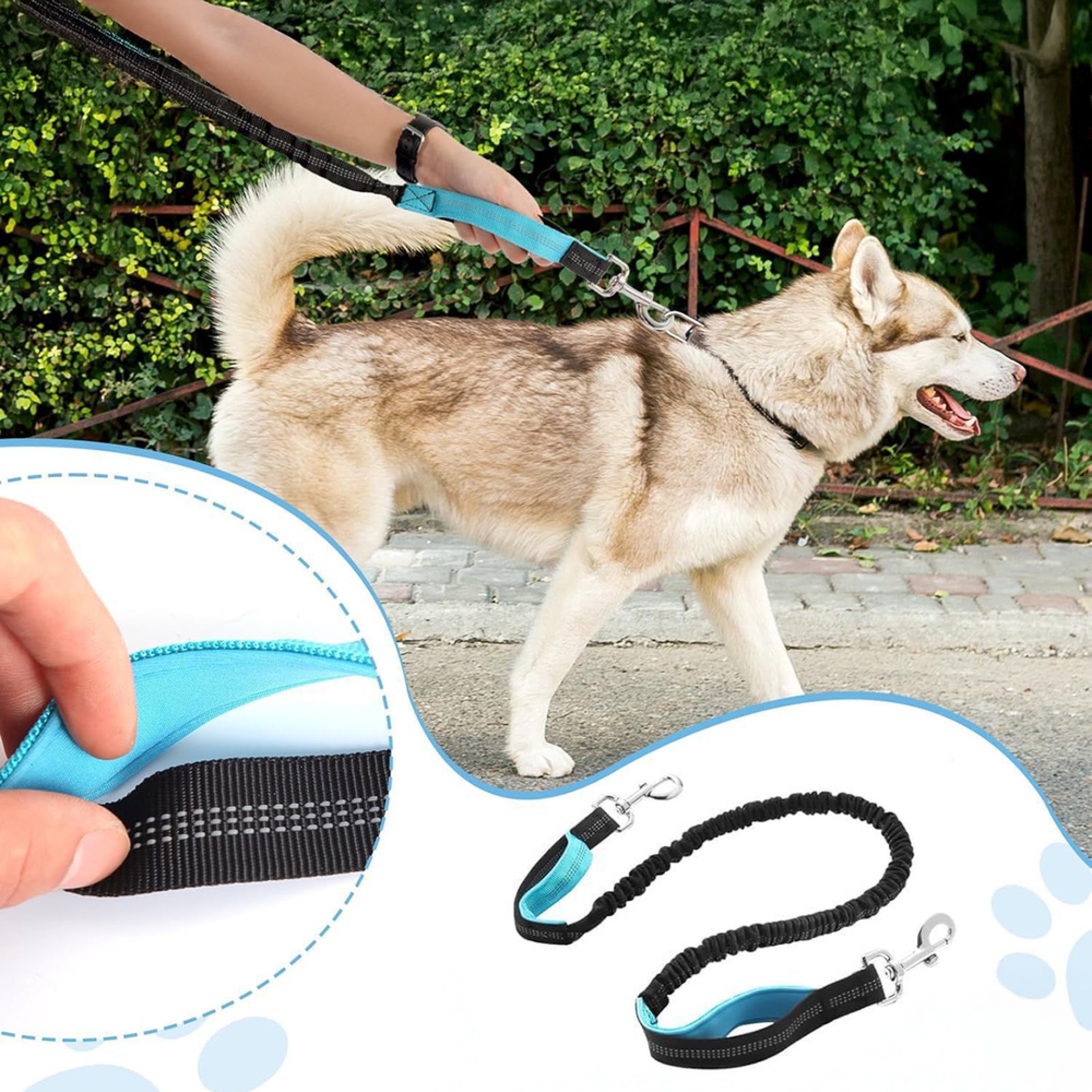 Cinturón Wozinsky WPST-01 con bolsillo y correa elástica para correr con perro - Negro
