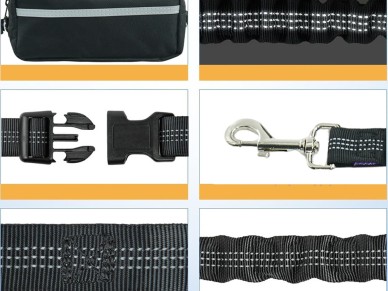 Cinturón Wozinsky WPST-01 con bolsillo y correa elástica para correr con perro - Negro Cinturón Wozinsky WPST-01 con bolsillo y correa elástica para correr con perro - Negro