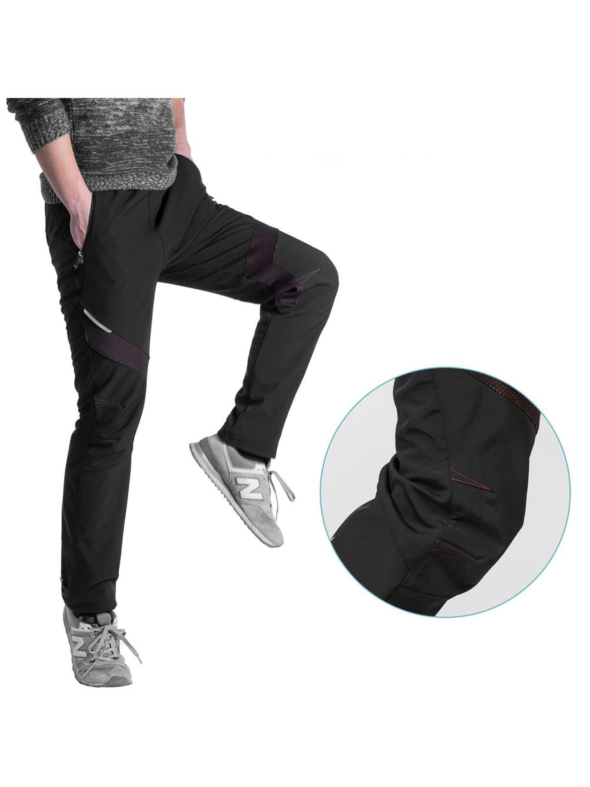 Calça esportiva corta-vento para ciclismo Rockbros Patrol, tamanho G - Preta