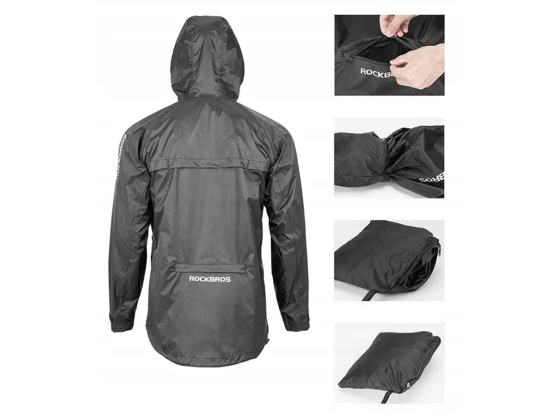 Chaqueta impermeable Rockbros YPY013BK2XL transpirable y cortavientos XXL - Negra