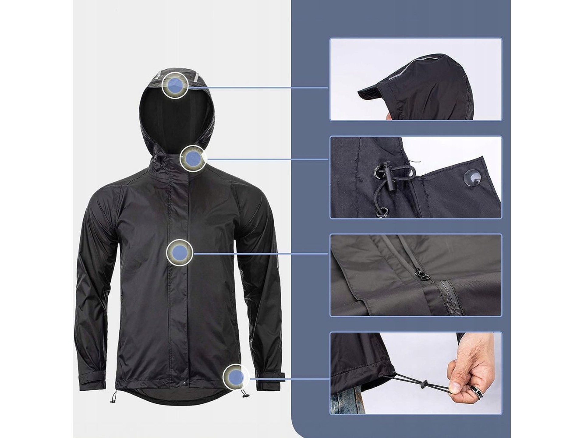 Rockbros YPY013BKM breathable windproof rain jacket M - black