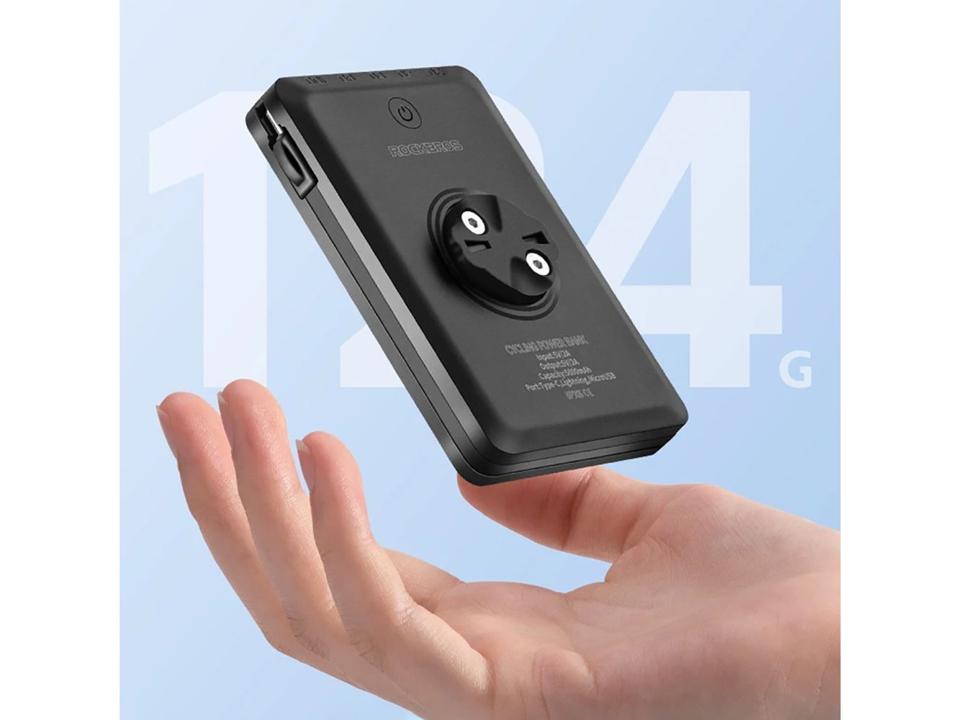 Luz delantera para bicicleta Rockbros JP008 con batería externa de 5000 mAh y 150 lm, IPX6 - negra
