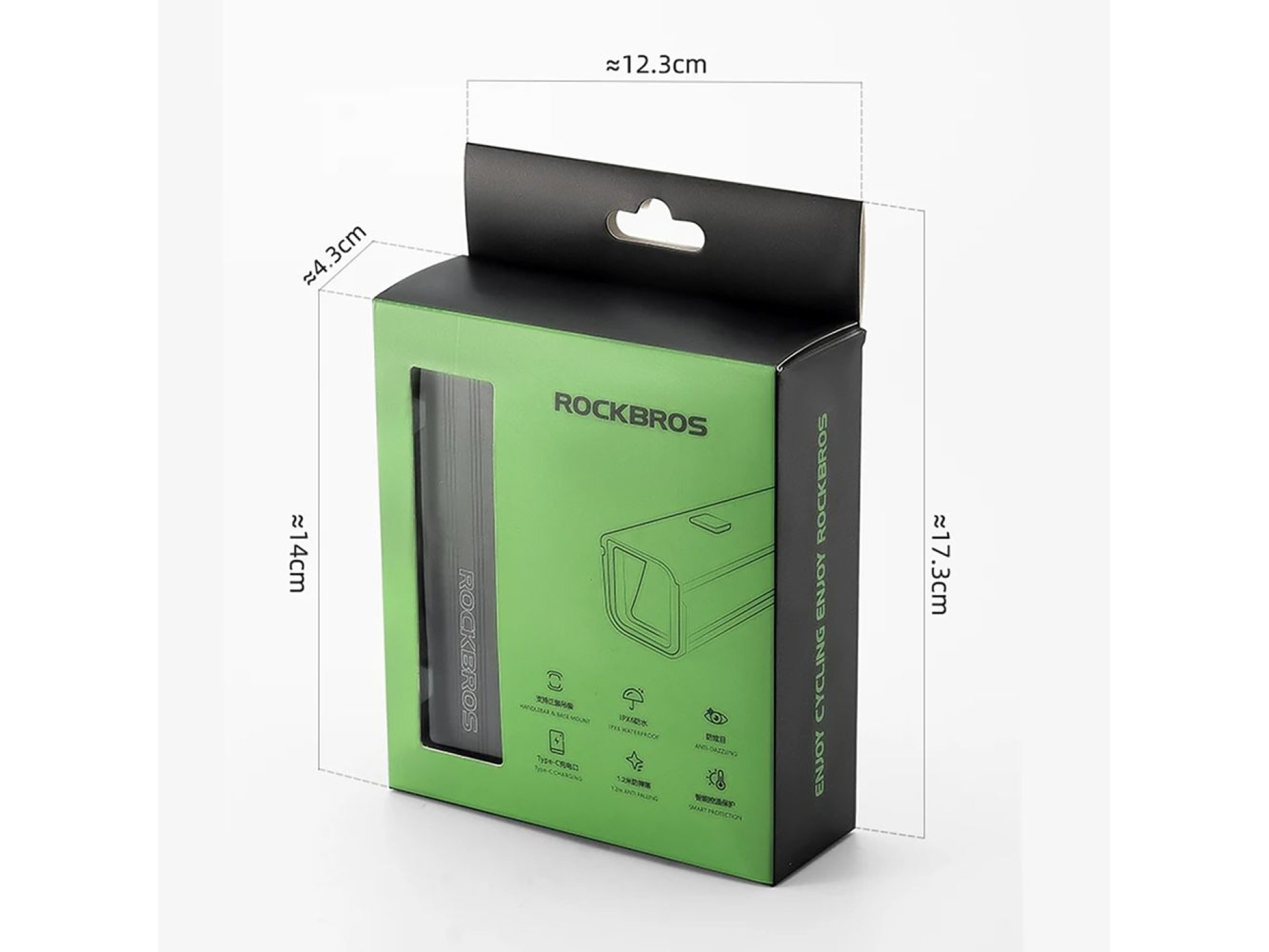 Luz dianteira para bicicleta Rockbros RHL1500 5000mAh 1500lm IPX6 - preta