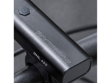 Luz delantera para bicicleta Rockbros RHL600, 600 lm, 2600 mAh, IPX6 - negra Luz delantera para bicicleta Rockbros RHL600, 600 lm, 2600 mAh, IPX6 - negra