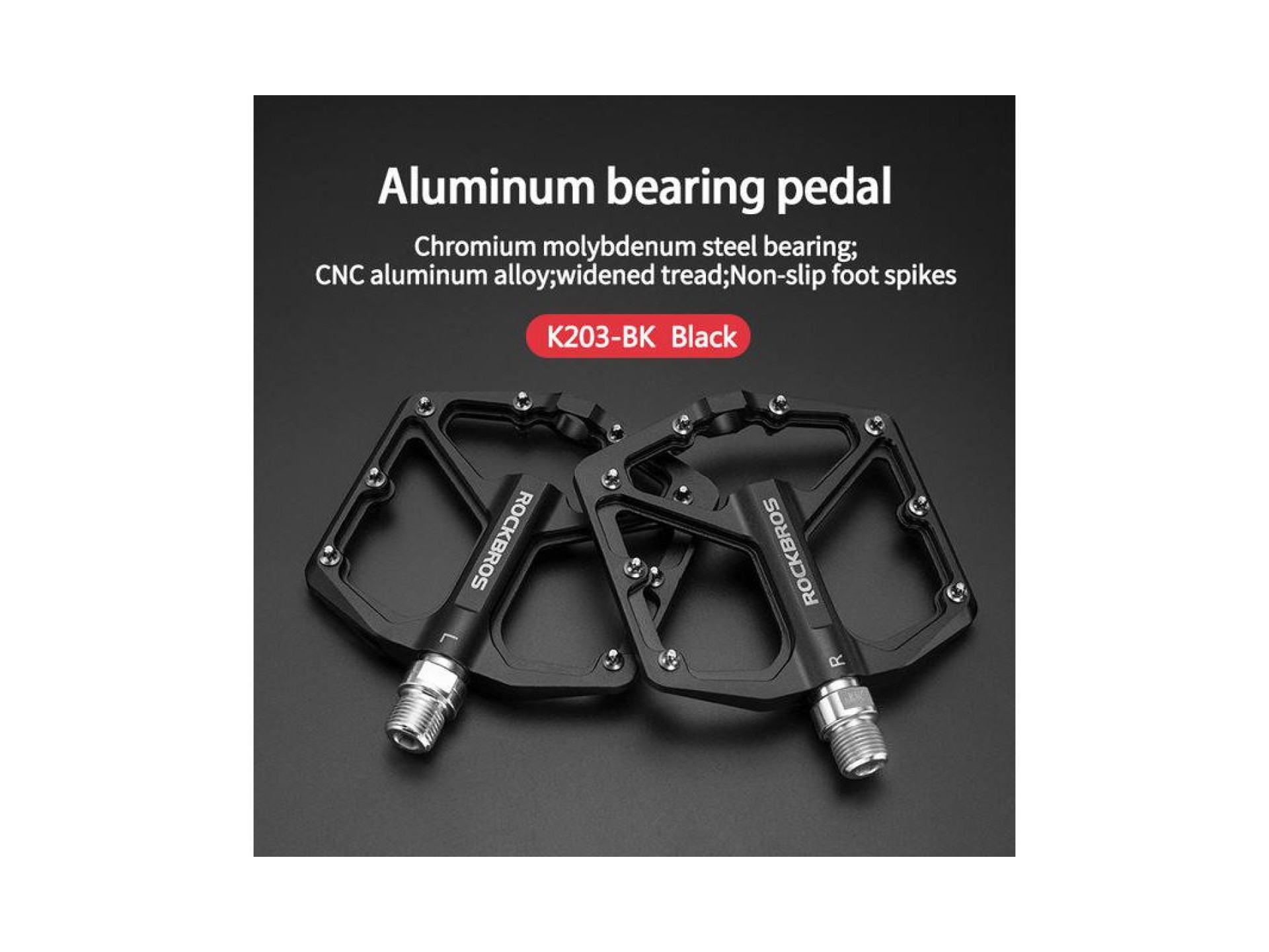 Pedais de bicicleta Rockbros K203-BK - Preto