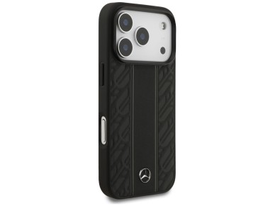 Mercedes Leather Laurel Leaves Stripes MagSafe Case for iPhone 17 Pro - Black Mercedes Leather Laurel Leaves Stripes MagSafe Case for iPhone 17 Pro - Black
