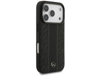 Capa MagSafe Mercedes em couro com listras de folhas de louro para iPhone 17 Pro - Preta