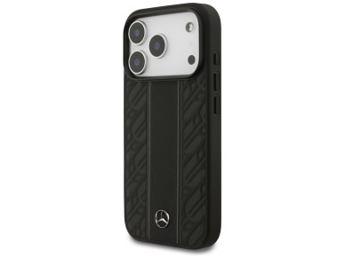 Mercedes Leather Laurel Leaves Stripes MagSafe Case for iPhone 17 Pro - Black Mercedes Leather Laurel Leaves Stripes MagSafe Case for iPhone 17 Pro - Black
