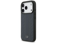 Capa MagSafe Mercedes em couro com listras de folhas de louro para iPhone 17 Pro - Azul Capa MagSafe Mercedes em couro com listras de folhas de louro para iPhone 17 Pro - Azul