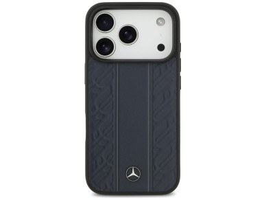 Mercedes Leather Laurel Leaves Stripes MagSafe Case for iPhone 17 Pro - Blue Mercedes Leather Laurel Leaves Stripes MagSafe Case for iPhone 17 Pro - Blue