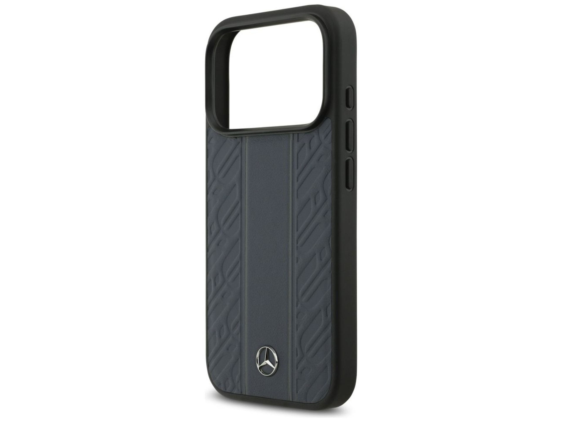 Capa MagSafe Mercedes em couro com listras de folhas de louro para iPhone 17 Pro - Azul