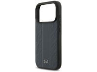 Capa MagSafe Mercedes em couro com listras de folhas de louro para iPhone 17 Pro - Azul Capa MagSafe Mercedes em couro com listras de folhas de louro para iPhone 17 Pro - Azul