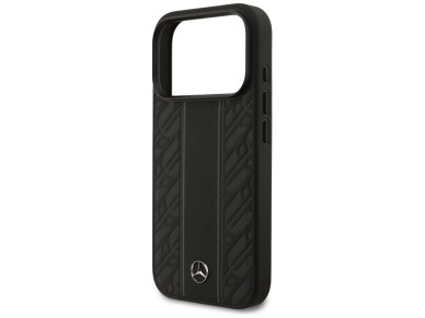 Mercedes Leather Laurel Leaves Stripes MagSafe Case for iPhone 17 Pro - Black Mercedes Leather Laurel Leaves Stripes MagSafe Case for iPhone 17 Pro - Black