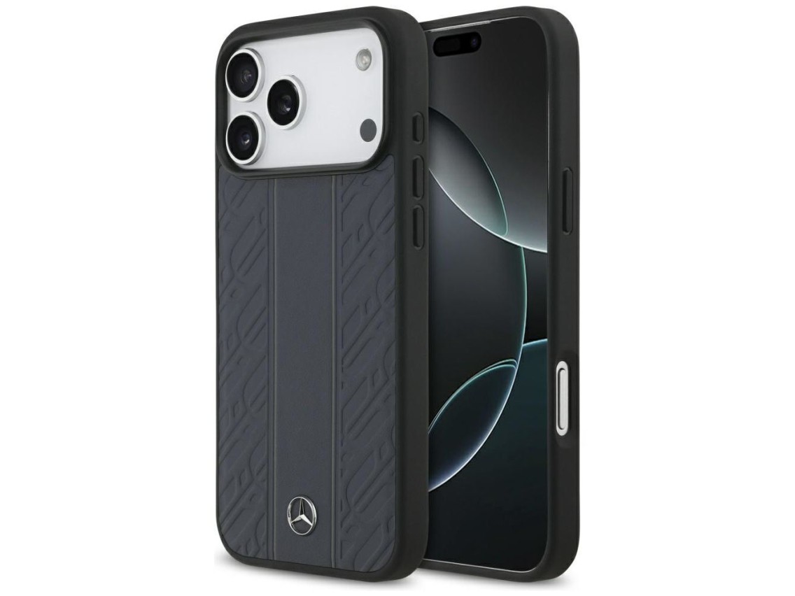 Funda MagSafe de piel Mercedes con estampado de hojas de laurel y rayas para iPhone 17 Pro Max - Azu