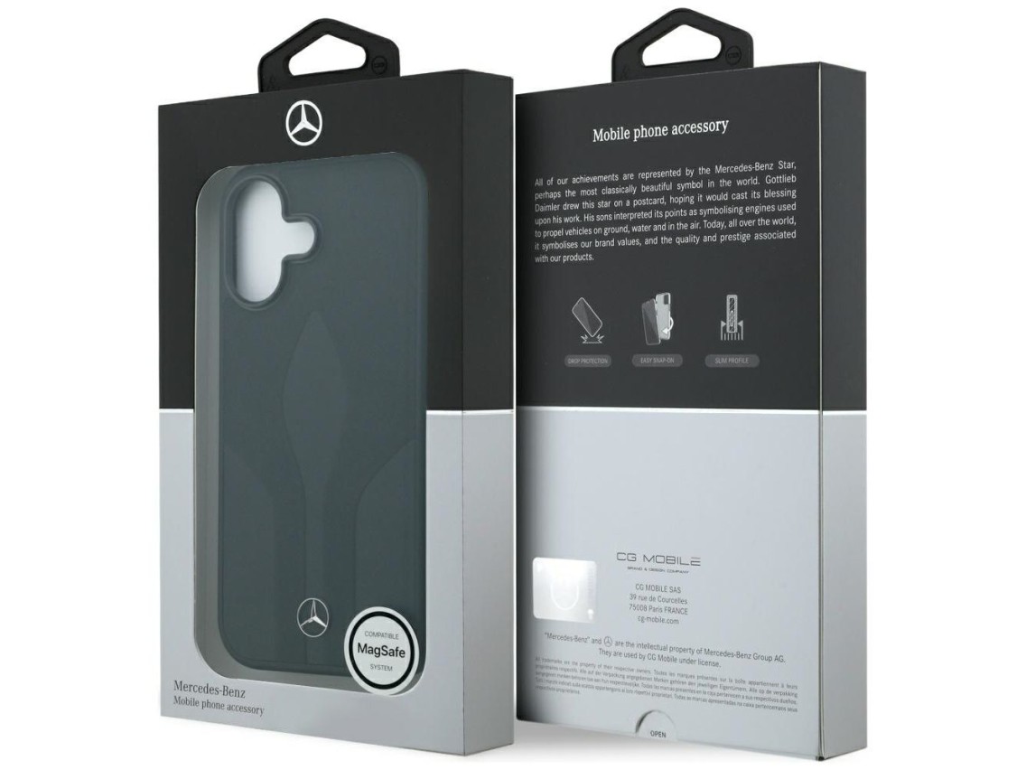 Funda Mercedes Leather The Move MagSafe para iPhone 17 - negra