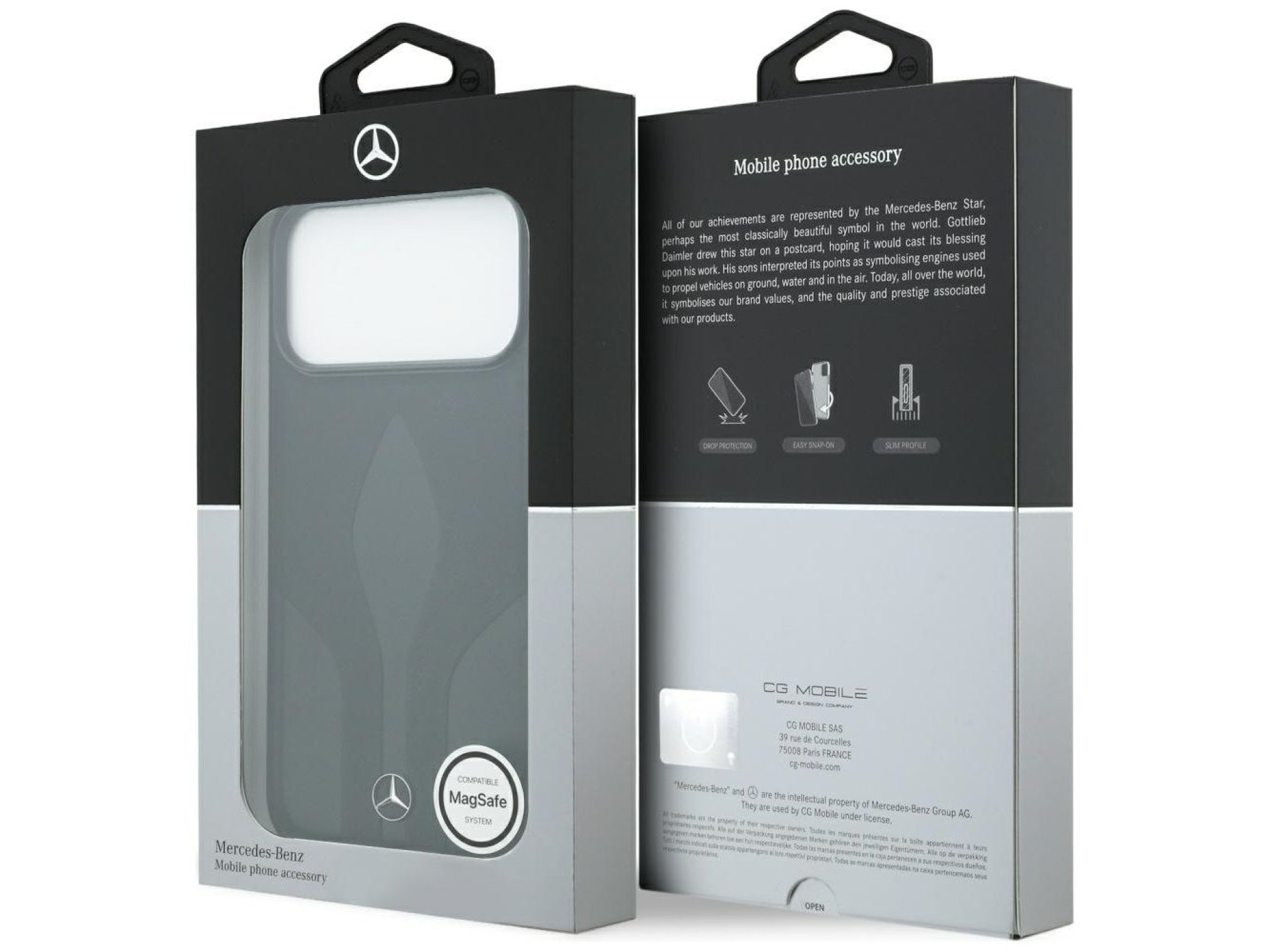 Capa Mercedes The Move MagSafe em couro para iPhone 17 Pro Max - Preta