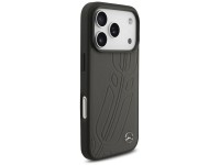 Capa MagSafe Mercedes em couro com estampa de folhas de louro para iPhone 17 Pro - Preta e Cinza
