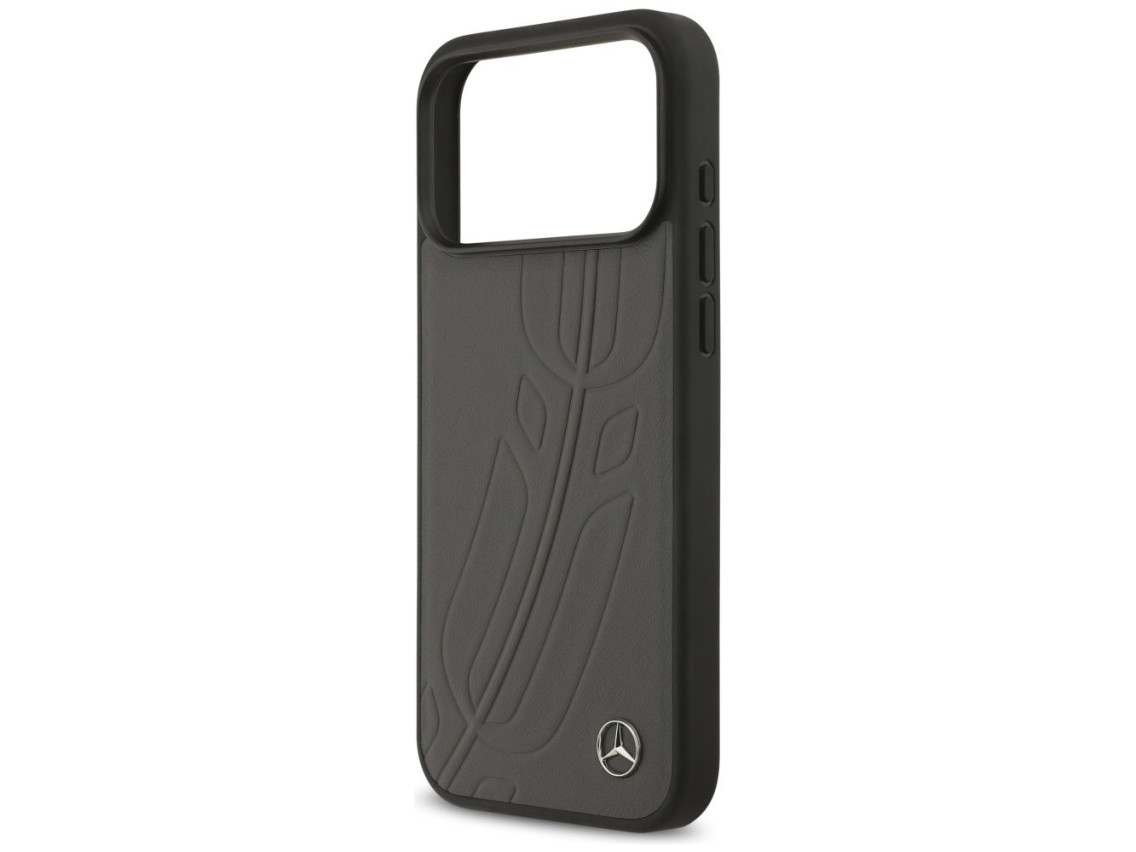 Funda Mercedes Leather Large Laurel Leave MagSafe para iPhone 17 Pro Max - Negro y gris