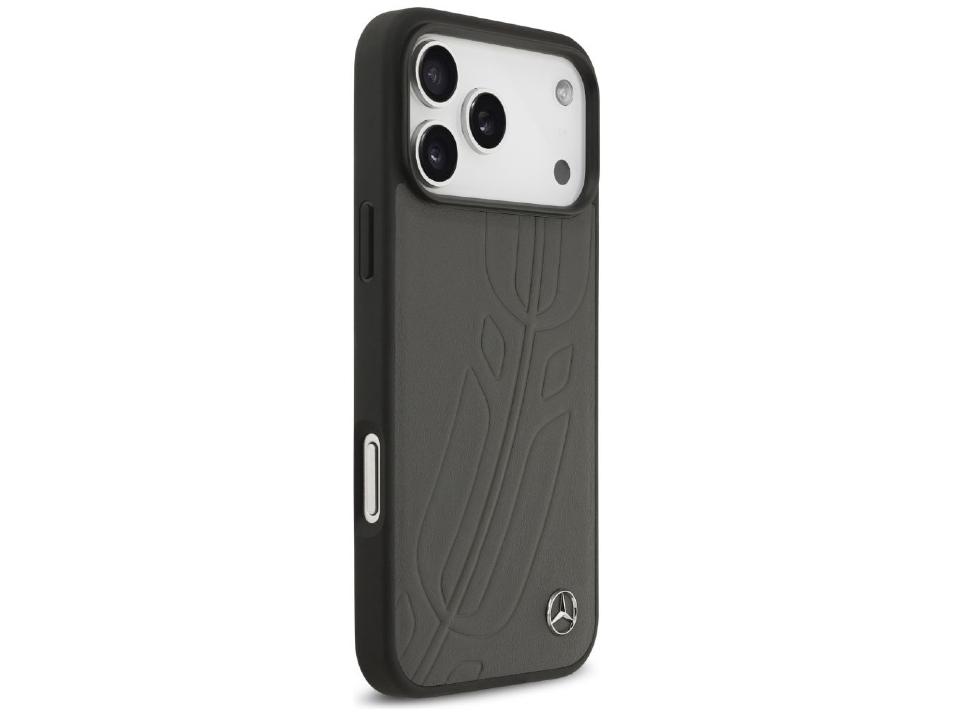 Funda Mercedes Leather Large Laurel Leave MagSafe para iPhone 17 Pro Max - Negro y gris