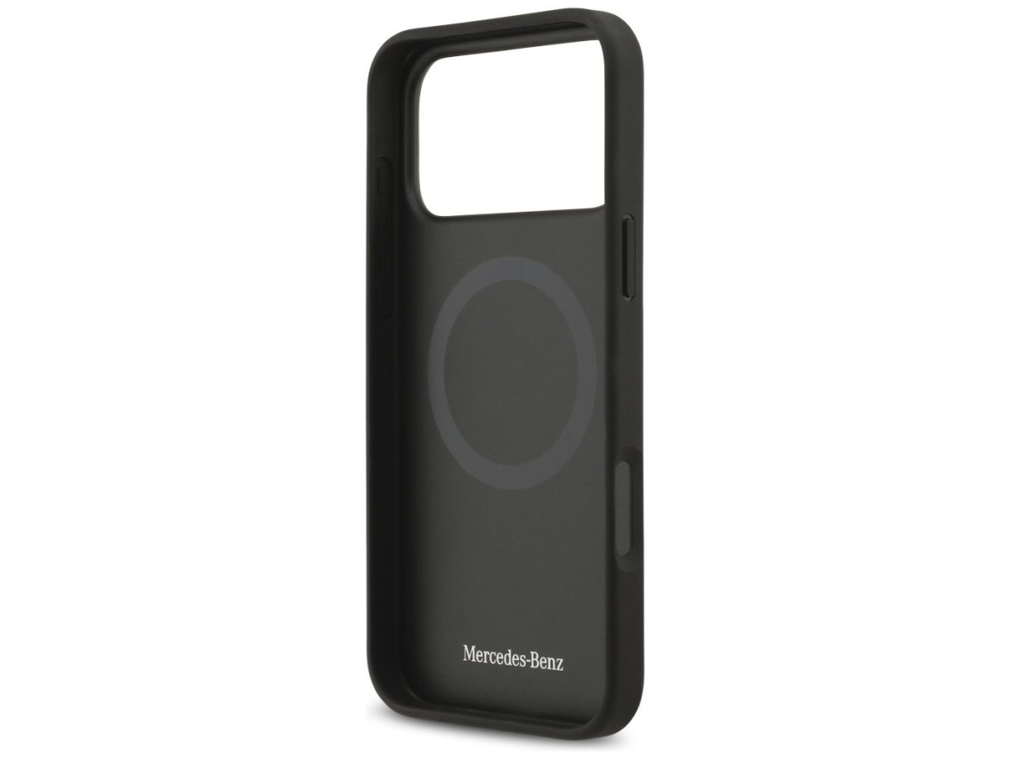 Funda Mercedes Leather Large Laurel Leave MagSafe para iPhone 17 Pro Max - Negro y gris
