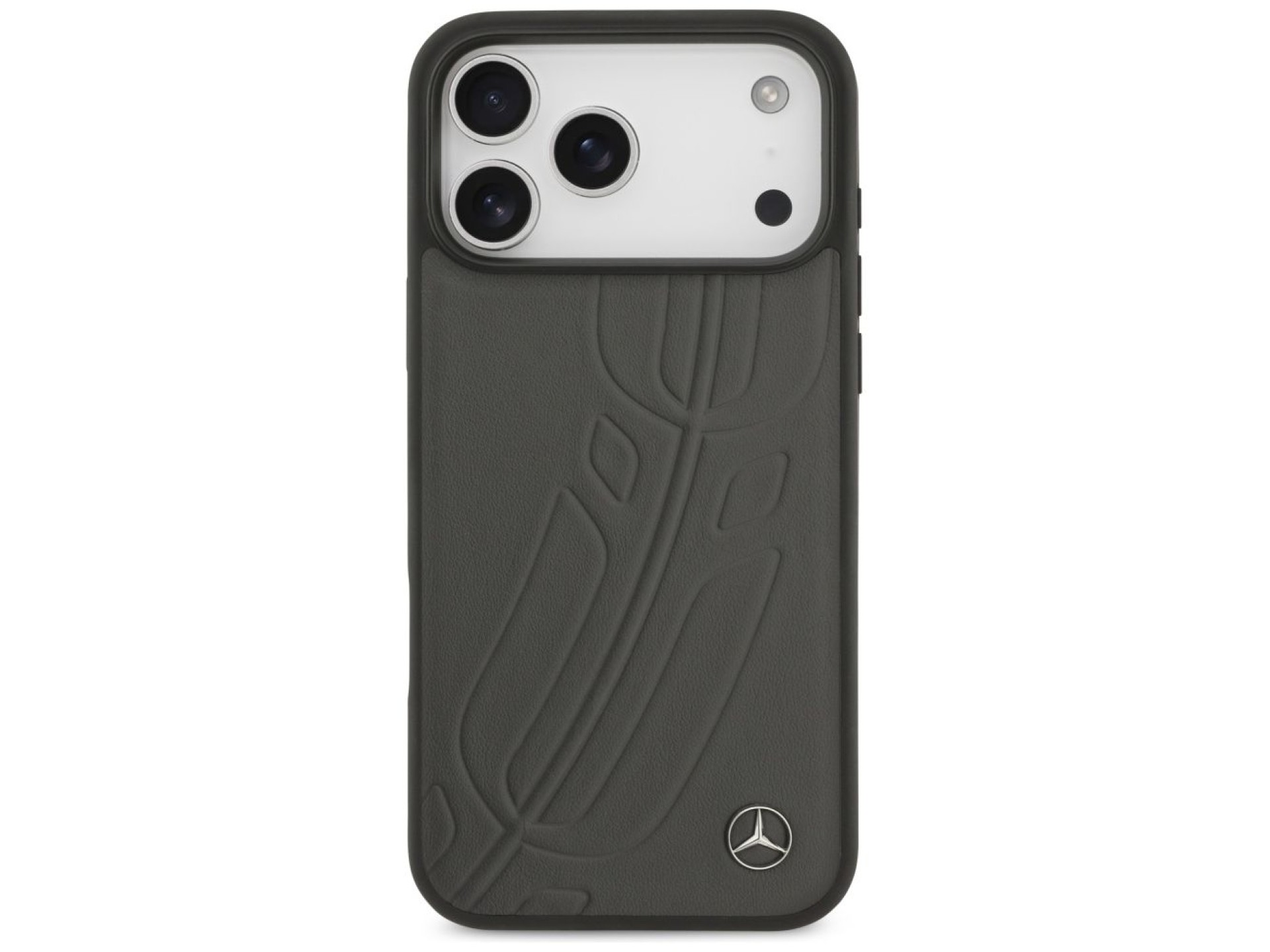 Funda Mercedes Leather Large Laurel Leave MagSafe para iPhone 17 Pro Max - Negro y gris