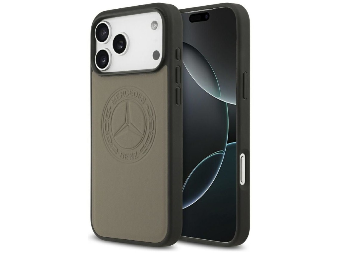 Mercedes Leather Vintage Logo MagSafe Case for iPhone 17 Pro Max - Beige
