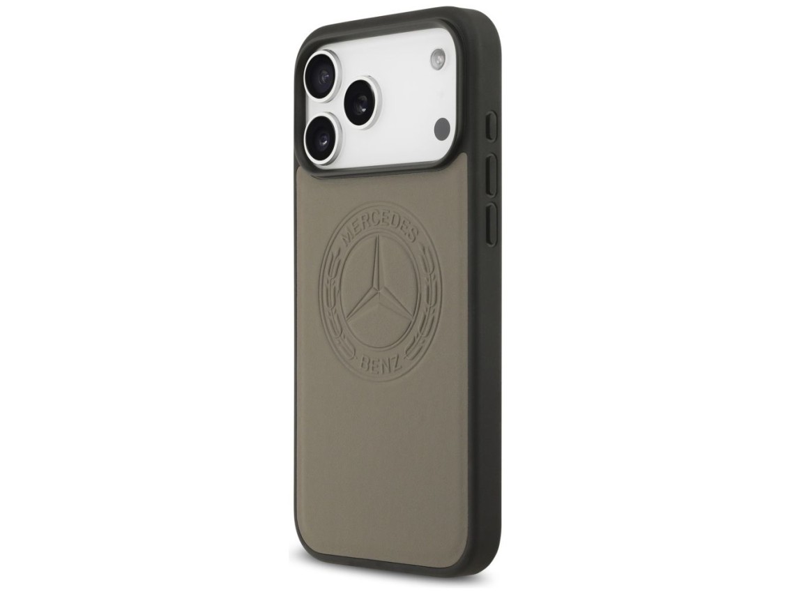 Mercedes Leather Vintage Logo MagSafe Case for iPhone 17 Pro Max - Beige